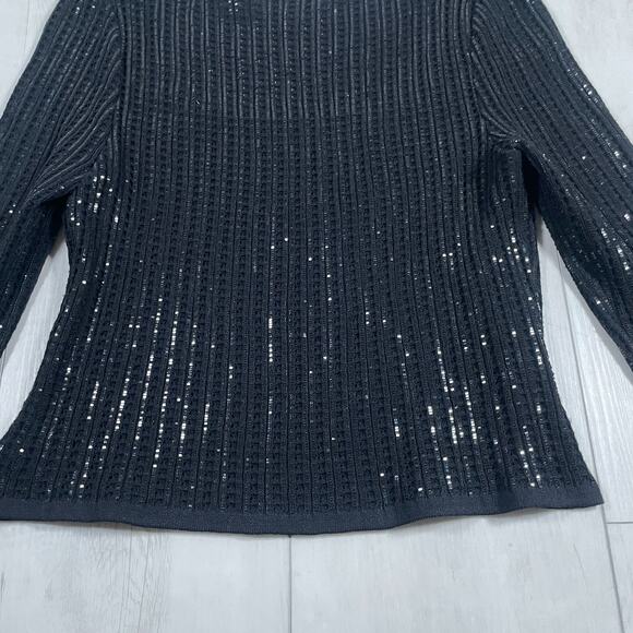 VTG St. John Evening Black Long Flared Sleeve Sequins Size 12 Holiday - Picture 7 of 12